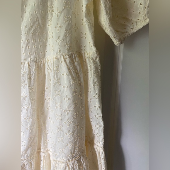 NWT Madewell Eyelet-Mix Tiered Light Cream Mini Dress Size 6 - Picture 9 of 11